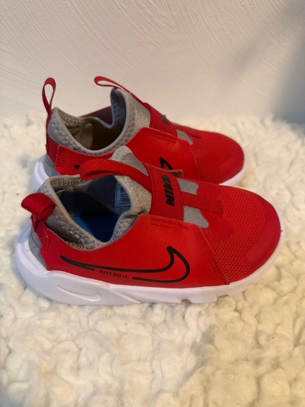 Nike Kids Red and Gray Slip-On Athletic Sneakers